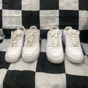 Two pairs of White Air Force Ones Size 8.5